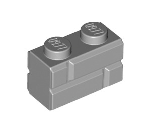 LEGO Medium Stone Gray Brick 1 x 2 with Embossed Bricks (98283)
