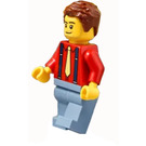 LEGO Man with red Shirt, tan Tie and suspenders Minifigure