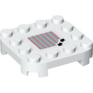 LEGO Plate 4 x 4 x 0.7 with Rounded Corners and Empty Middle with stripes with two diagonal arrows (66792 / 70700)