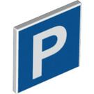 LEGO Roadsign Clip-on 2 x 2 Square with Parking P sign with Open 'O' Clip (15210)