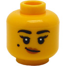 LEGO Head with Black Eyebrows and Beauty Mark (Recessed Solid Stud) (3626)
