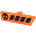 LEGO Transparent Neon Reddish Orange Gameplayer Label with Black Skull and Stripes Pattern